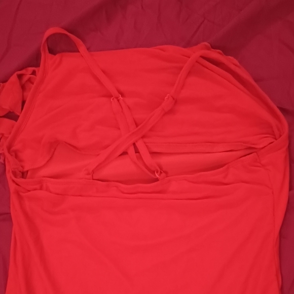 SHEIN Asymmetrical Red Dress Size 2XL Curve Crisscross Back Summer Spring Sexy💅 - Picture 4 of 4